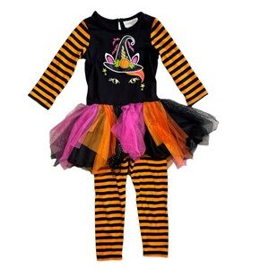 Emily Rose Girl's Cat Appliqué Halloween Tutu Tunic & Legging Set 3T